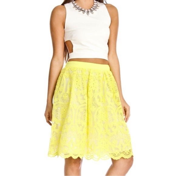 Lucy Dresses & Skirts - Lucy Bright Yellow Lace Skirt